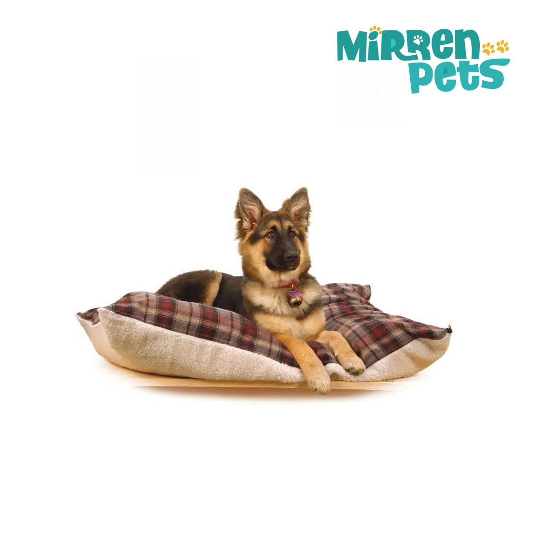 Mirren Pets - Flannel Sherpa Bed, Burgundy
